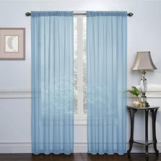 Blue Sheer Curtains - Semi Transparent Voile Grommet Window Drapes For Living 39.4''x78.8" – FACTORY SEALED