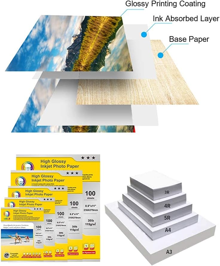 MR.R Single Side High Glossy Inkjet Photo Paper 8.5x11 inches – OPEN BOX- New