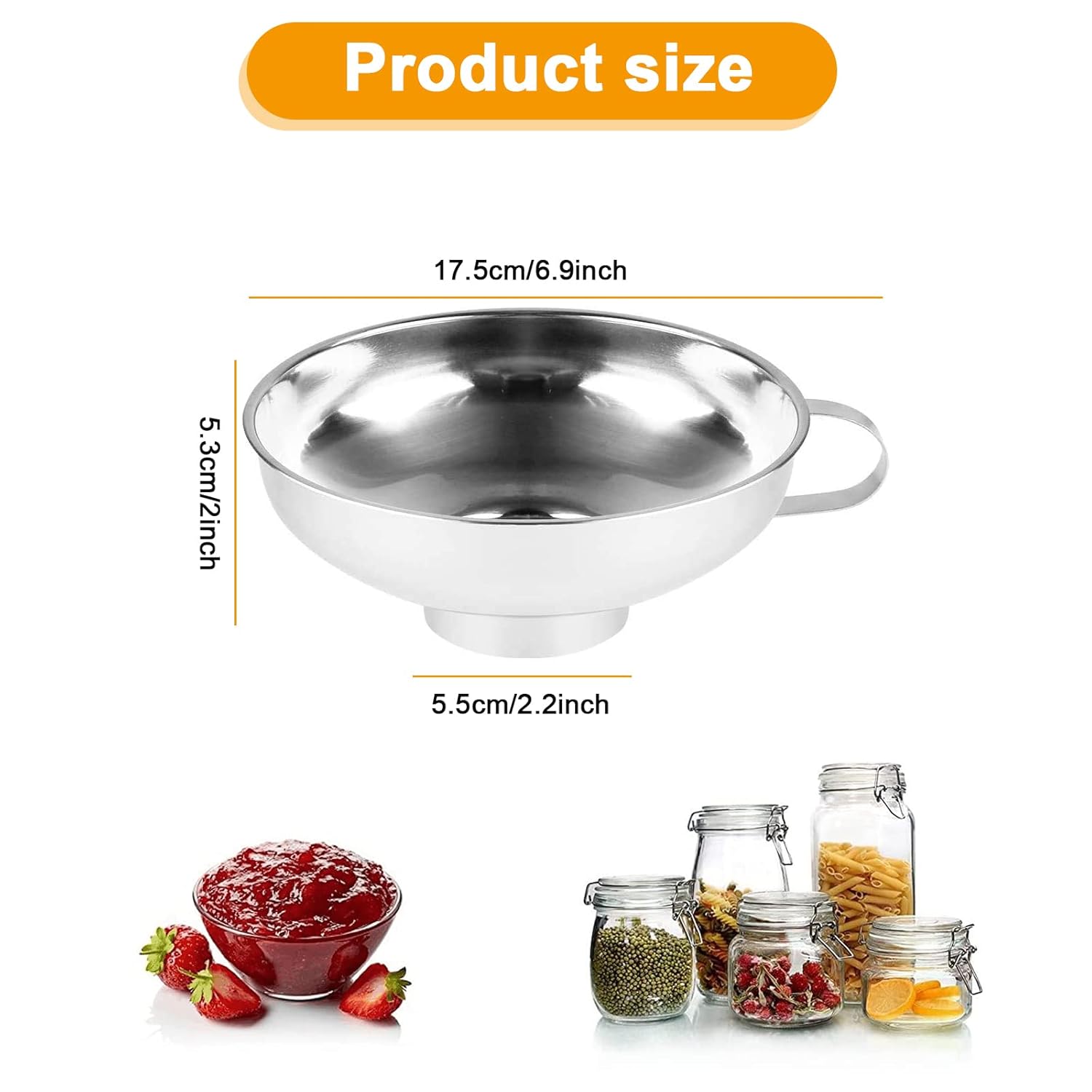 Canning Funnel, Stainless Steel Wide Mouth Funnel - – FACTORY SEALED
