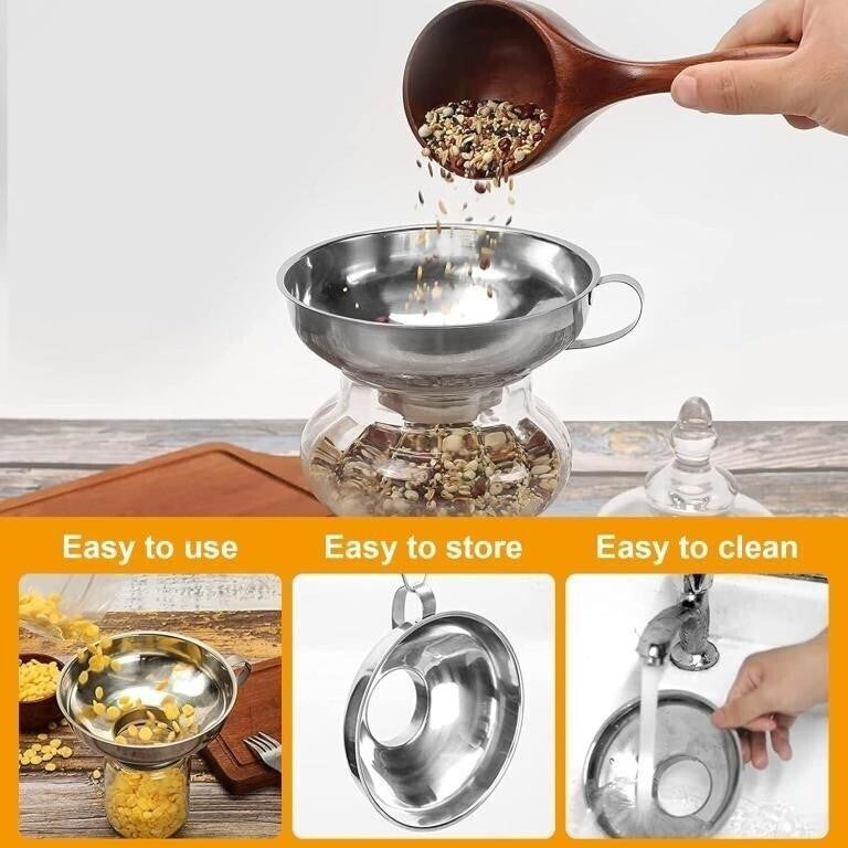 Canning Funnel, Stainless Steel Wide Mouth Funnel – FACTORY SEALED
