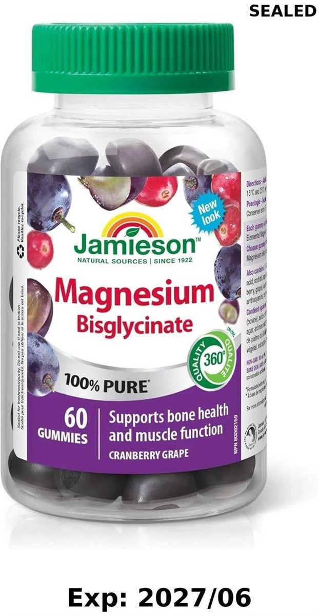 Jamieson 100% Pure Magnesium Bisglycinate Gummies – FACTORY SEALED