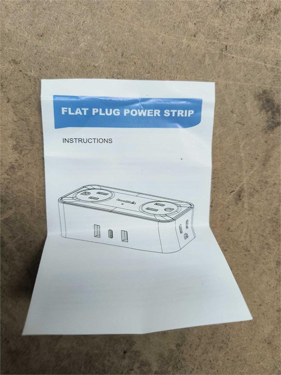 6.5FT Ultra Thin Flat Power Bar – OPEN BOX/NEW OR APPEARS NEW