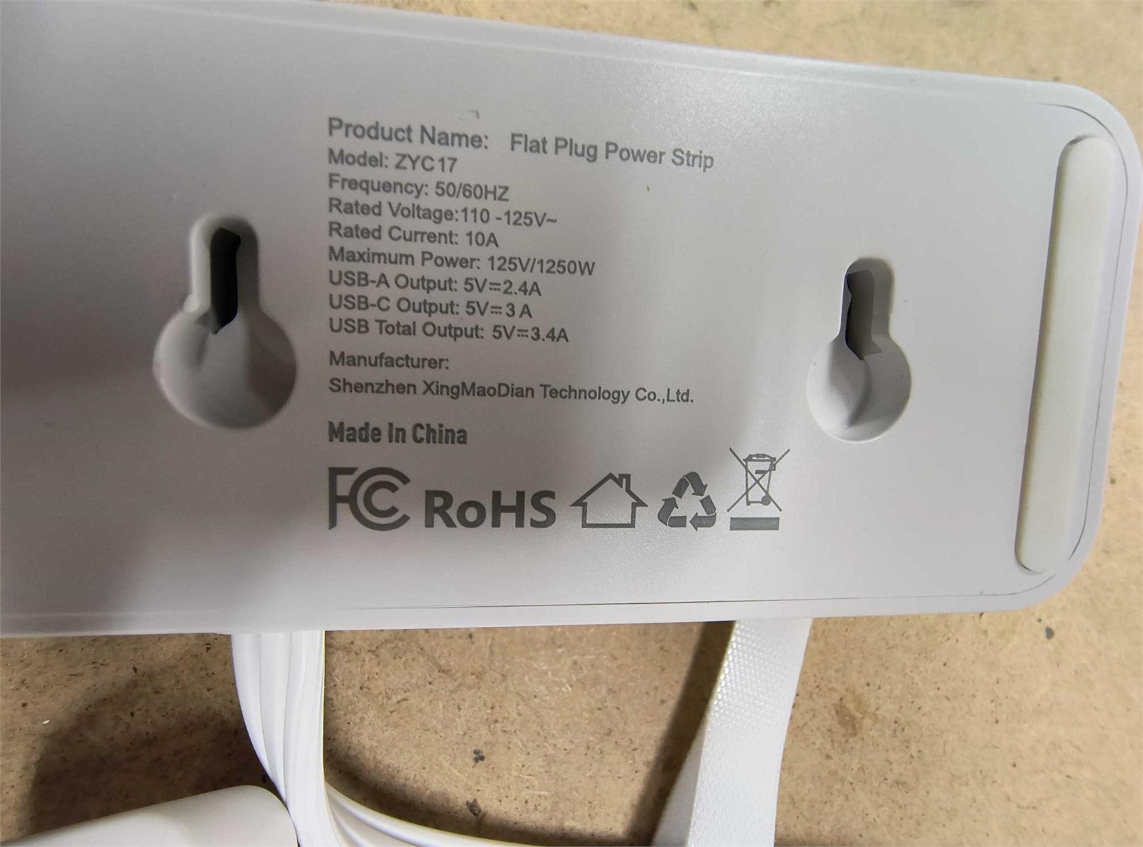 6.5FT Ultra Thin Flat Power Bar – OPEN BOX- New
