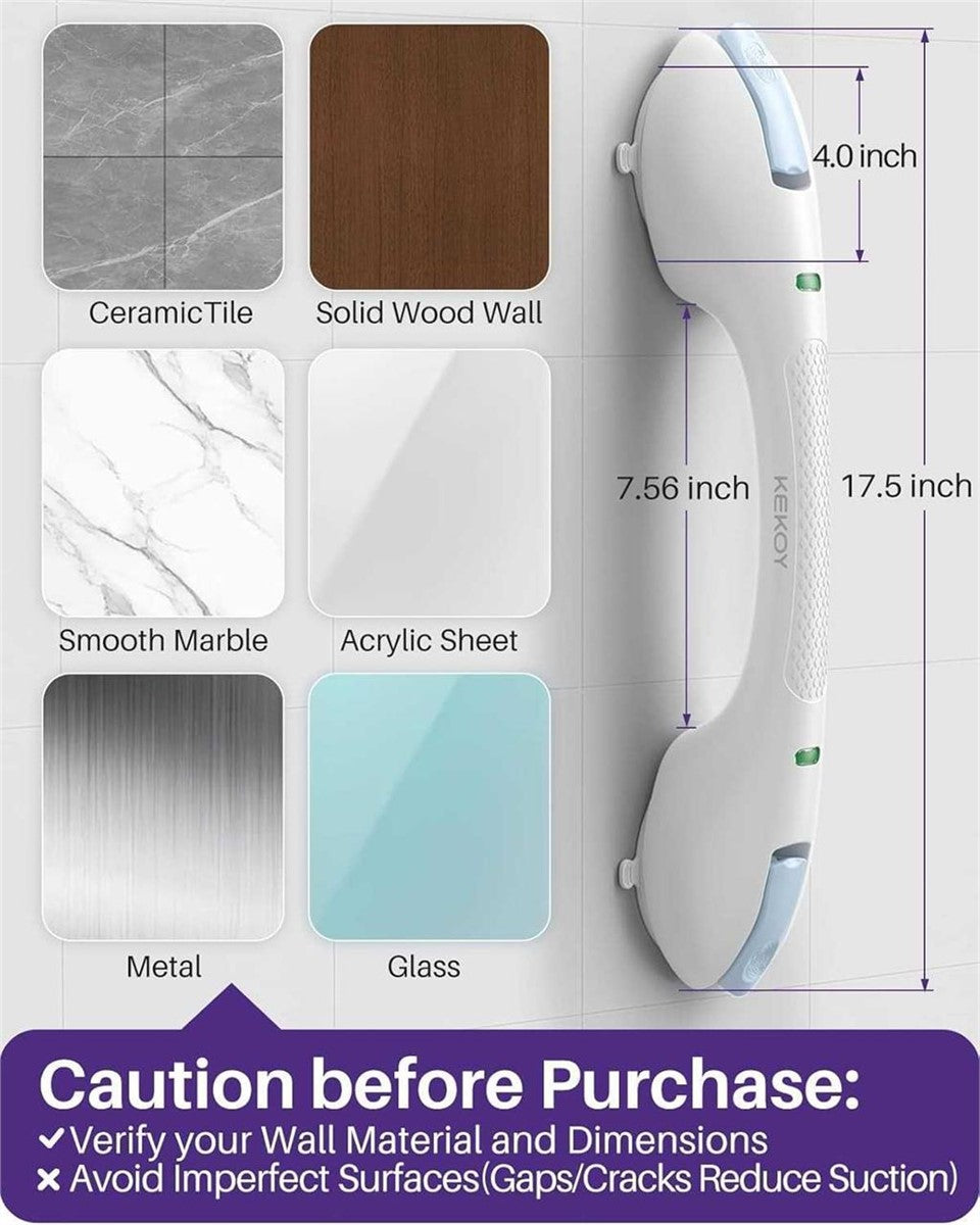KEKOY 17.5 Inch Suction Grab Bars 2 Pack – OPEN BOX- New