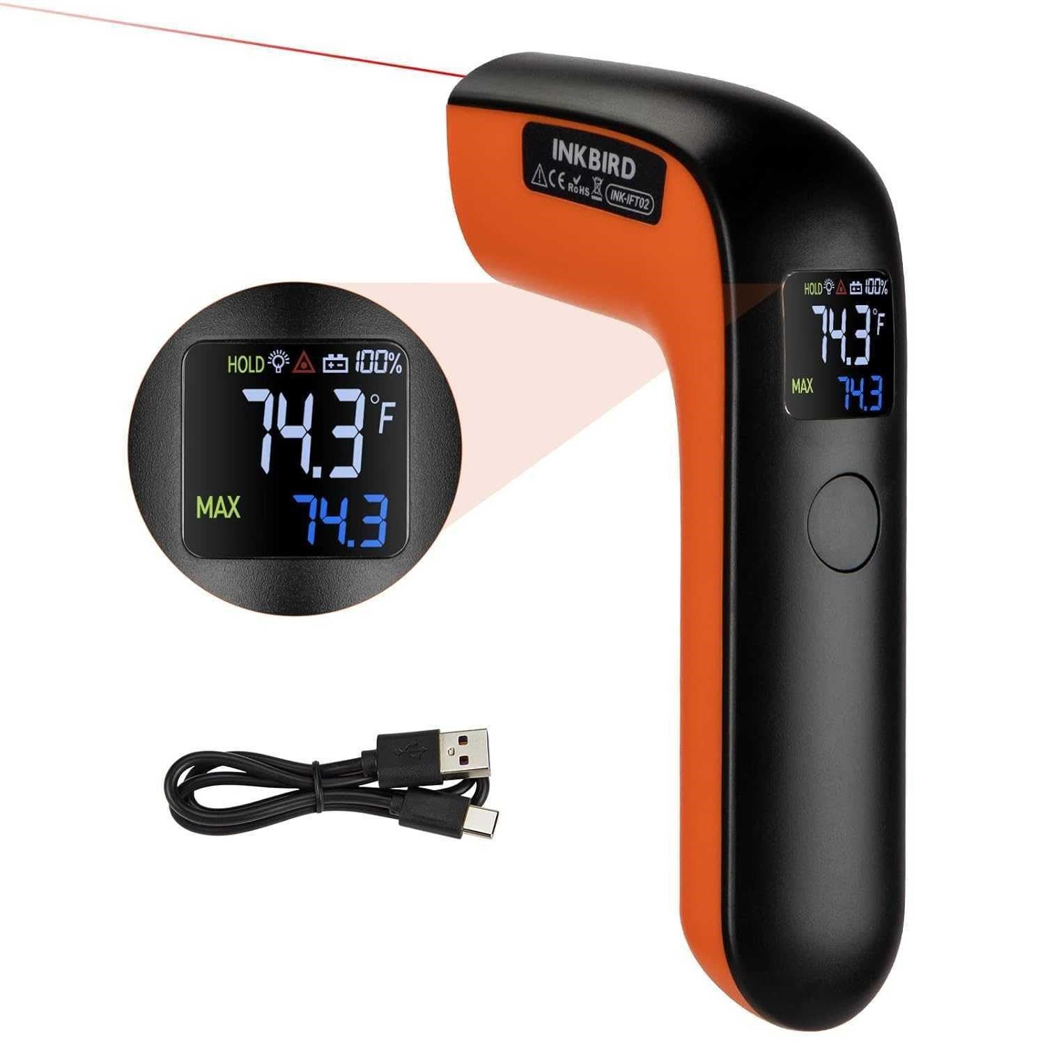 INKBIRD USB Rechg. Infrared Thermometer – Open Box-Tested OK-Repacked