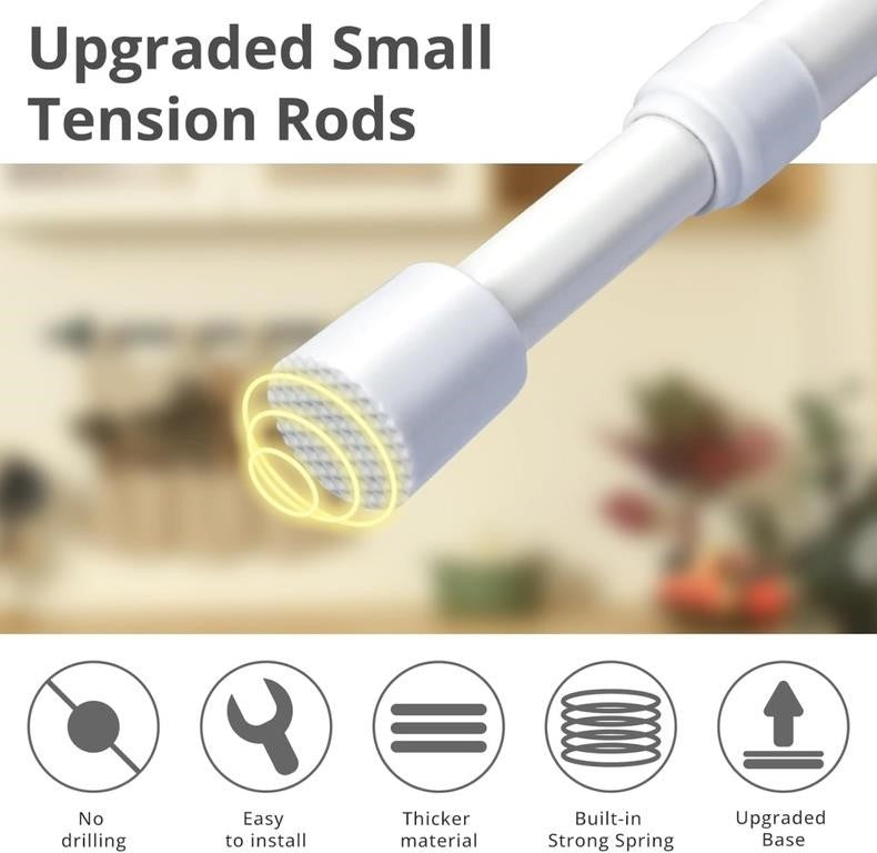 4 Pcs Small Tension Rod 16-28 inch Spring Rod 16-28 inch – OPEN BOX- New